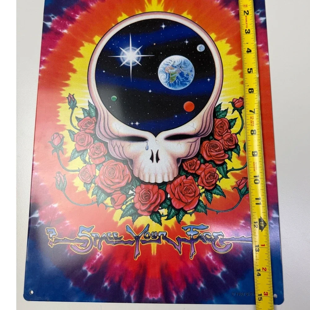 Vtg Grateful Dead Space Your Face Metal Sign 1998 Dancing‎ Bear Tie Dye Wall Art
